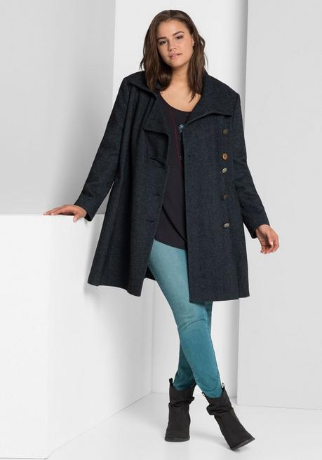 sheego by Joe Browns Kurzmantel im asymmetrischen Schnitt - schwarz-blau sheego Neuheiten