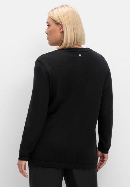 sheego Leichte Feinstrickjacke mit 1-Knopf-Verschluss - schwarz sheego Saisonale Angebote