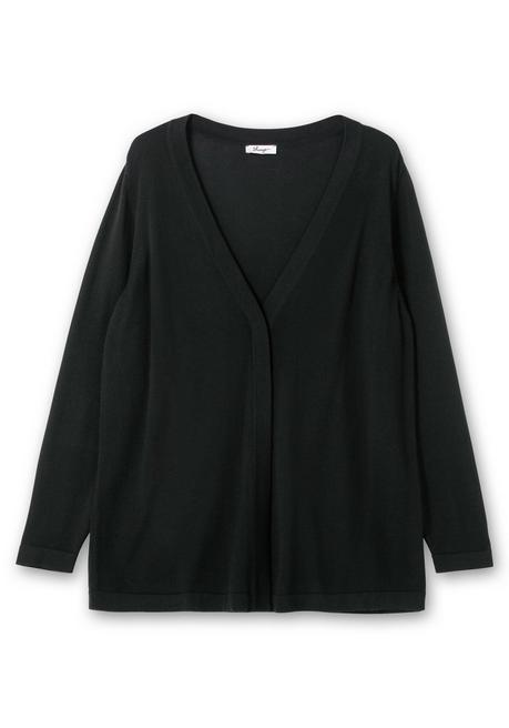 sheego Leichte Feinstrickjacke mit 1-Knopf-Verschluss - schwarz sheego Saisonale Angebote