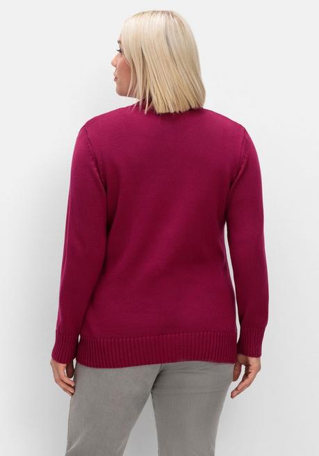 sheego Strickjacke mit V-Ausschnitt und Knöpfen, tailliert - fuchsia sheego Tägliche Deals