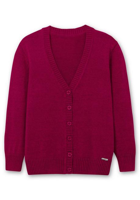 sheego Strickjacke mit V-Ausschnitt und Knöpfen, tailliert - fuchsia sheego Tägliche Deals