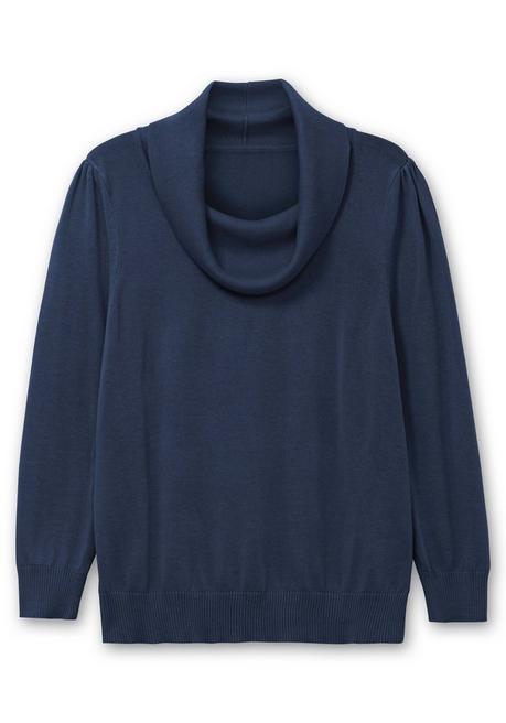 sheego Pullover mit weitem Wasserfall-Rollkragen - marine sheego Tiefpreis