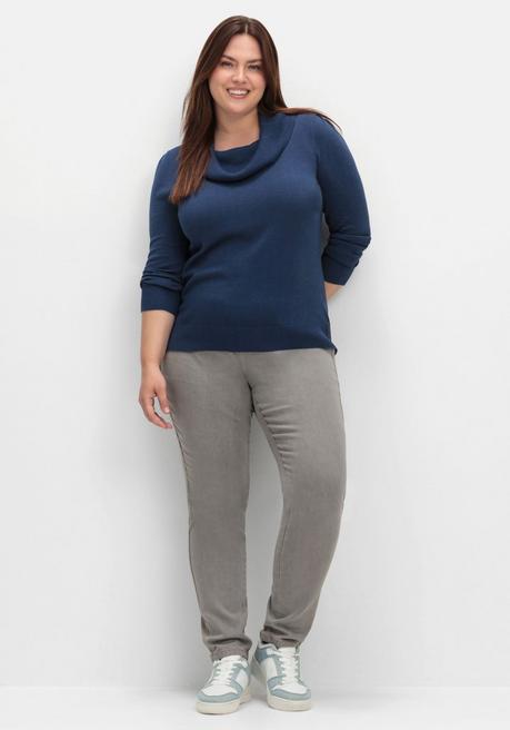 sheego Pullover mit weitem Wasserfall-Rollkragen - marine sheego Tiefpreis
