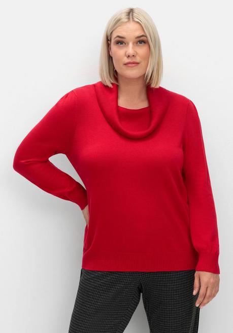 sheego Pullover mit weitem Wasserfall-Rollkragen - rot sheego Super Sparpreis