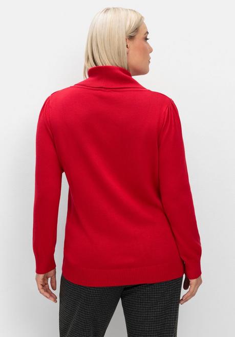 sheego Pullover mit weitem Wasserfall-Rollkragen - rot sheego Super Sparpreis