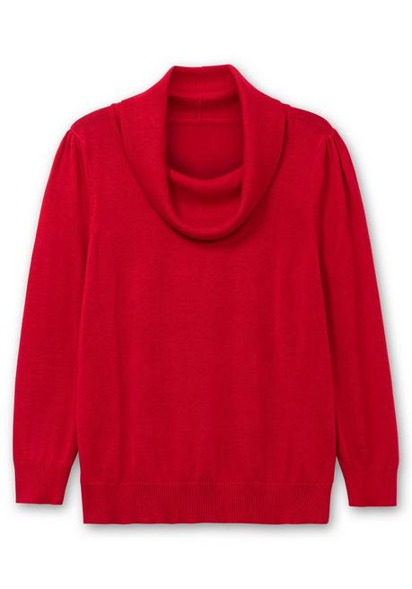 sheego Pullover mit weitem Wasserfall-Rollkragen - rot sheego Super Sparpreis