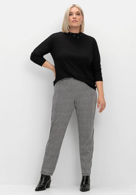 sheego Langarmshirt mit Stehkragen und Glitzerdetails - schwarz sheego Wochenangebot