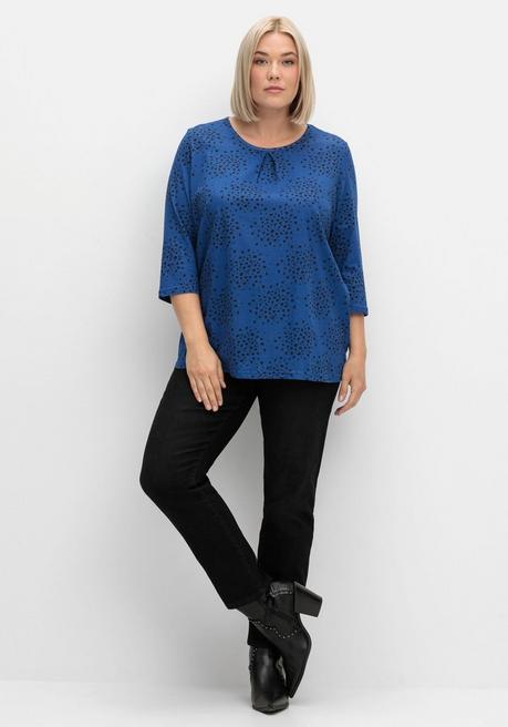 sheego 3/4-Arm-Shirt mit Konfetti-Print - blau gemustert sheego Letzte 3 Tage