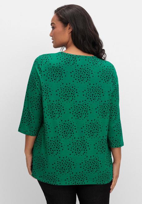 sheego 3/4-Arm-Shirt mit Konfetti-Print - tiefgrün gemustert sheego JETZT KAUFEN