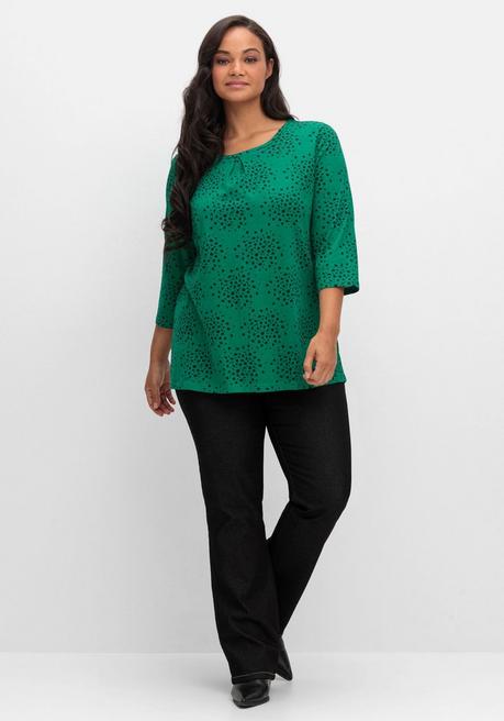 sheego 3/4-Arm-Shirt mit Konfetti-Print - tiefgrün gemustert sheego JETZT KAUFEN