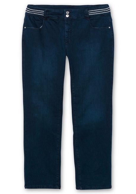 sheego Schmale Jeans mit Glitzer-Zierband am Bund - blue Denim sheego Neueste Stile
