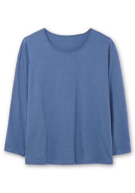 sheego Langarmshirt mit Rundhalsausschnitt, aus Baumwolle - jeansblau sheego Letzte 2 Tage