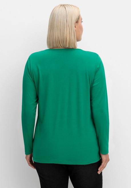 sheego Langarmshirt mit Rundhalsausschnitt, aus Baumwolle - grün sheego Letzter Tag