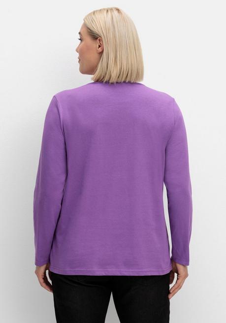 sheego Langarmshirt mit Rundhalsausschnitt, aus Baumwolle - lila sheego Zeitbegrenzte Promotion