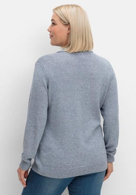 sheego Pullover mit Polokragen, in melierter Optik - rauchblau sheego Bis zu 60% Rabatt