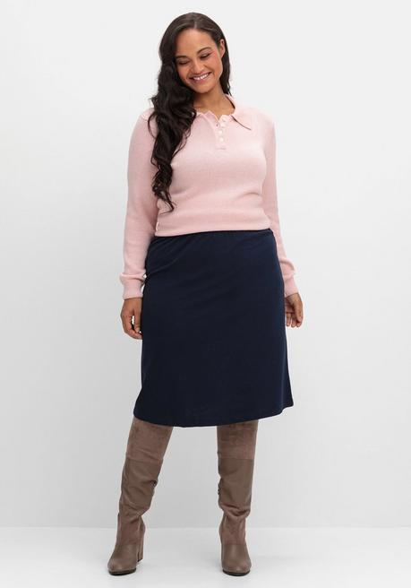 sheego Pullover mit Polokragen, in melierter Optik - rosenquartz sheego Bis zu 65% Rabatt