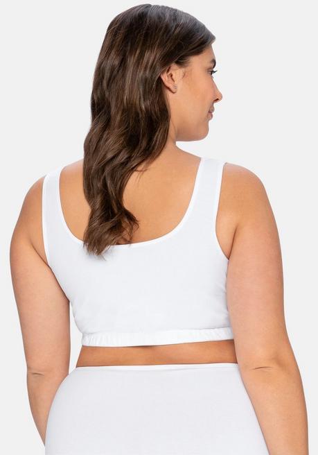 sheego BH ohne Bügel in Bustier-Form, mit Spitzenborte - weiß sheego Kostenloser Versand international