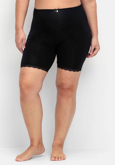 sheego Shaping-Formpants mit hoher Taille und Spitzensaum - schwarz sheego