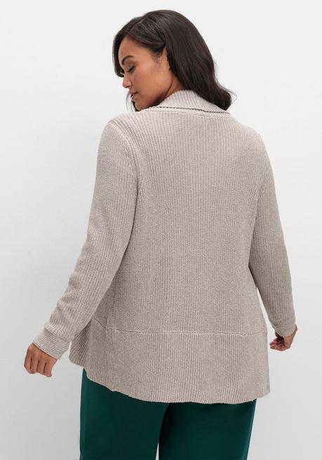 sheego Verschlusslose Strickjacke mit Schalkragen - taupe sheego Online Outlet