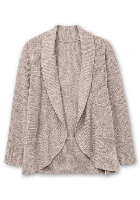 sheego Verschlusslose Strickjacke mit Schalkragen - taupe sheego Online Outlet