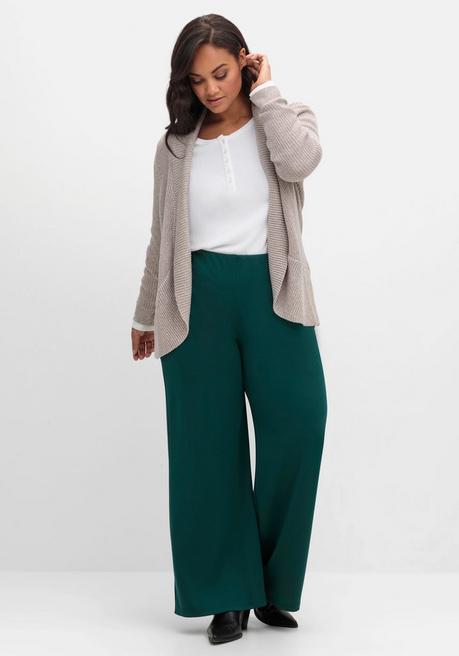 sheego Verschlusslose Strickjacke mit Schalkragen - taupe sheego Online Outlet