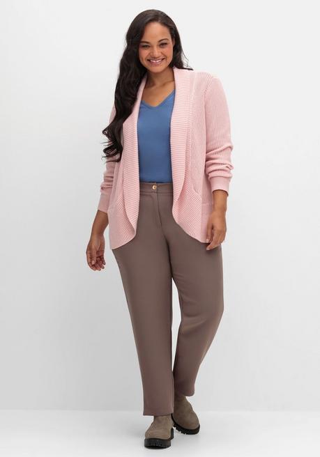 sheego Verschlusslose Strickjacke mit Schalkragen - rosenquartz sheego Zeitlich begrenztes Angebot