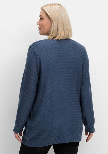 sheego Verschlusslose Strickjacke im Linksstrickmuster - rauchblau sheego Blitzangebot