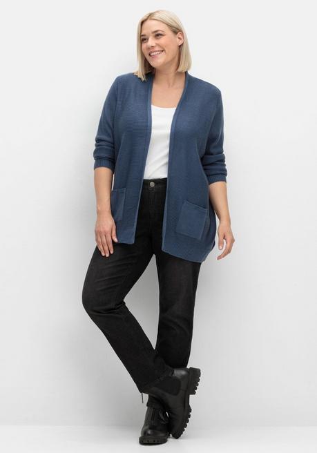 sheego Verschlusslose Strickjacke im Linksstrickmuster - rauchblau sheego Blitzangebot