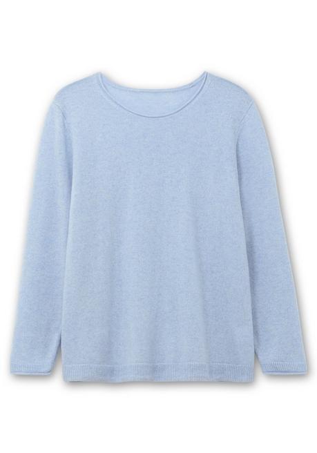 sheego Pullover aus reinem Kaschmir, mit Rollkanten - blau sheego Räumungsverkauf