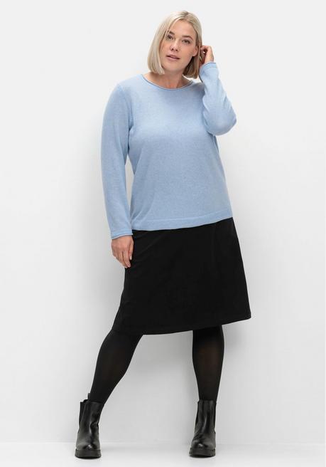 sheego Pullover aus reinem Kaschmir, mit Rollkanten - blau sheego Räumungsverkauf