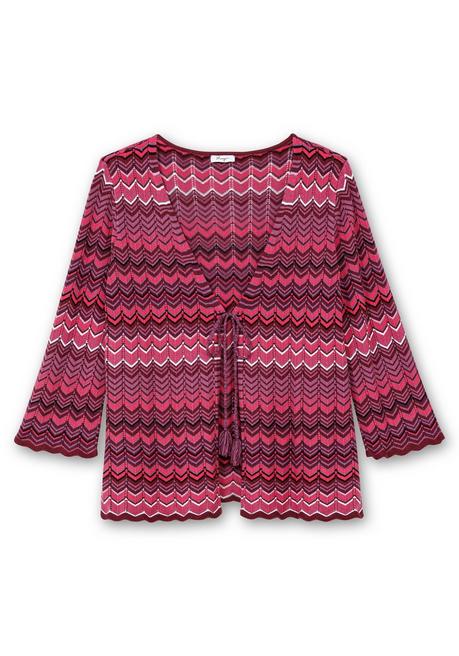 sheego Strickjacke mit Trompetenärmeln, im Zickzackmuster - weinrot gemustert sheego Kauf eins, bekomm eins gratis