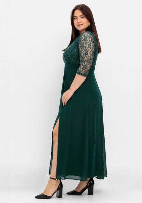 sheego Abendkleid mit floraler Spitze - tiefgrün sheego Tägliche Deals