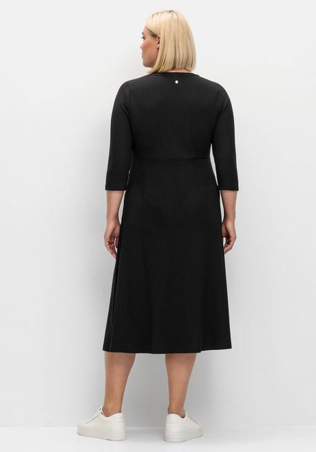 sheego Shirtkleid aus Rippqualität, mit 3/4-Ärmeln - schwarz sheego Sonderangebote