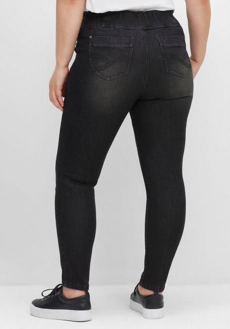 sheego Jeggings mit breitem Gummibund - black Denim sheego VIP-Rabatte