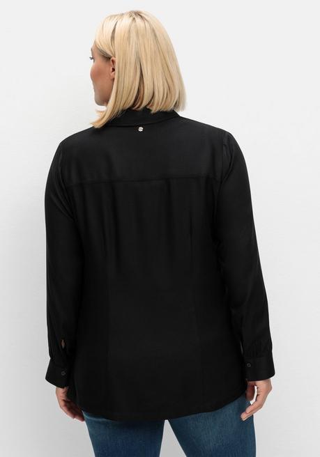 sheego Bluse aus weich fließendem Viskose-Twill - schwarz sheego Super Sparpreis