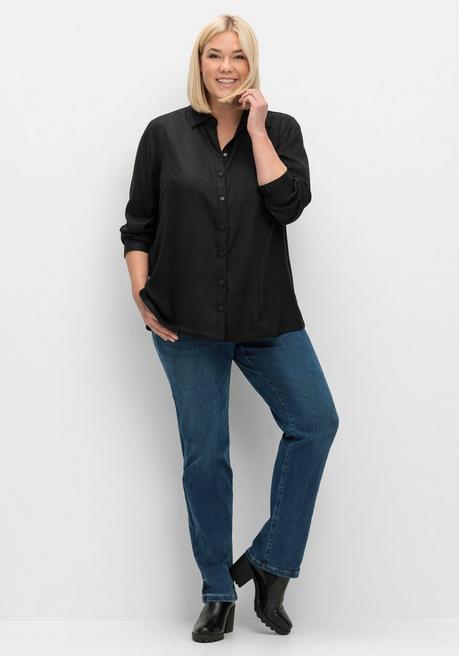 sheego Bluse aus weich fließendem Viskose-Twill - schwarz sheego Super Sparpreis