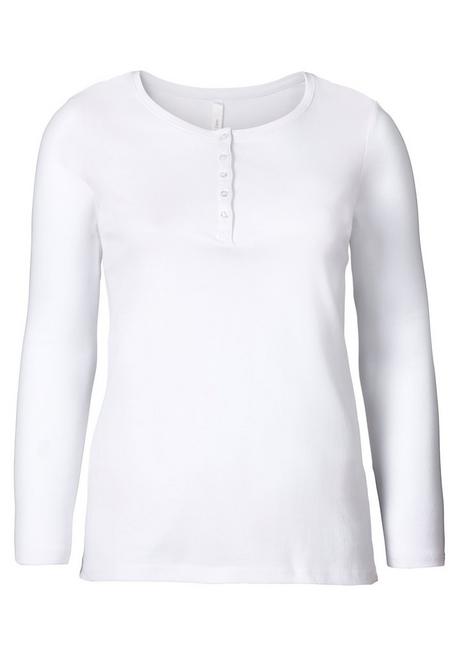 sheego Langarmshirt mit Knopfleiste - weiß sheego Wochenangebot
