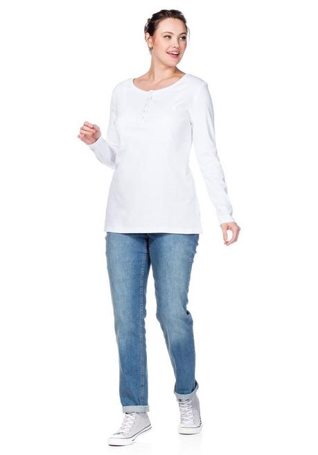 sheego Langarmshirt mit Knopfleiste - weiß sheego Wochenangebot