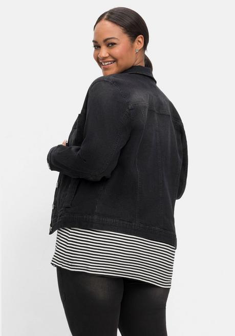 sheego Jeansjacke in leicht taillierter und verkürzter Form - black used Denim sheego Begrenzte Freigabe