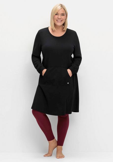 sheego Jerseykleid mit Kängurutasche, in leichter A-Linie - schwarz sheego Letzter Tag