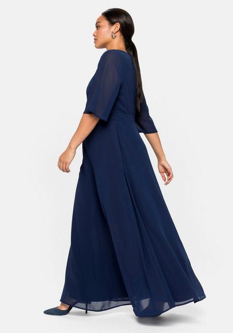 sheego Abendkleid aus Chiffon, mit Spitzen-Einsatz - marine sheego Bis zu 50% Rabatt