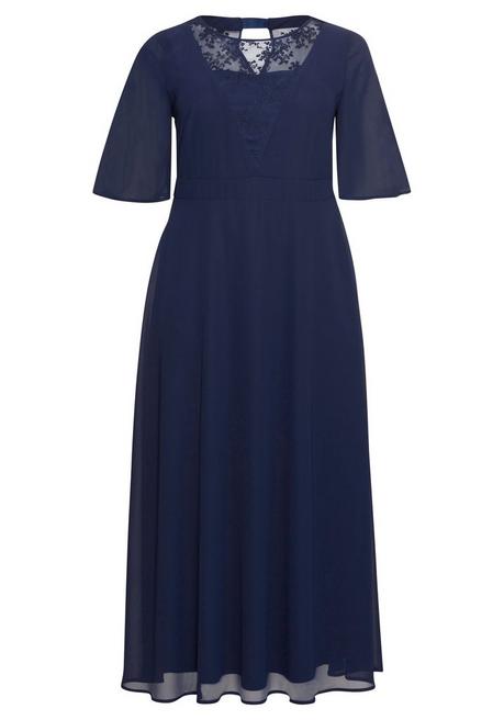 sheego Abendkleid aus Chiffon, mit Spitzen-Einsatz - marine sheego Bis zu 50% Rabatt