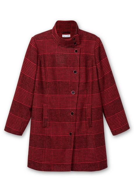 sheego by Joe Browns Karierte Jacke in Wolloptik und leichter A-Linie - schwarz-rot sheego Bis zu 60% Rabatt