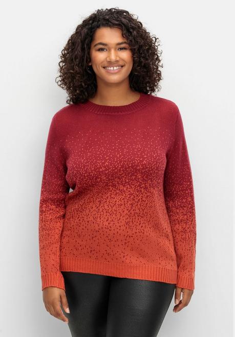 sheego Pullover im Jacquardstrick, mit Farbverlauf - rot gemustert sheego Bis zu 65% Rabatt