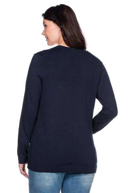 sheego Pullover aus Feinstrick mit V-Ausschnitt - marine sheego Nur für heute