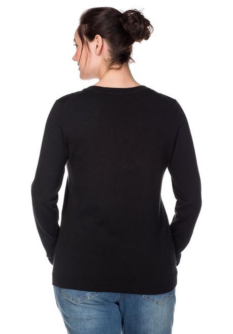 sheego Pullover aus Feinstrick mit V-Ausschnitt - schwarz sheego Sonderangebot der Fabrik