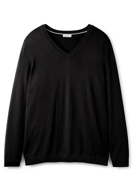 sheego Pullover aus Feinstrick mit V-Ausschnitt - schwarz sheego Sonderangebot der Fabrik
