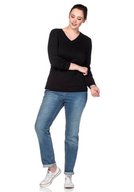 sheego Pullover aus Feinstrick mit V-Ausschnitt - schwarz sheego Sonderangebot der Fabrik