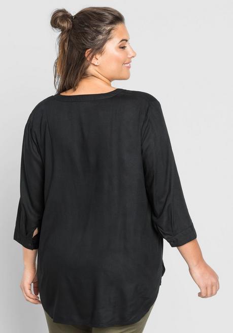 sheego Tunika mit 3/4-Arm und gerundetem Saum - schwarz sheego Nur noch ein Tag übrig