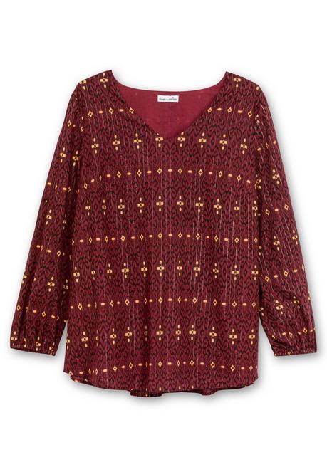 sheego by Joe Browns Tunika mit Glanz-Alloverdruck und tiefem V-Ausschnitt - weinrot gemustert sheego Riesige Rabatte